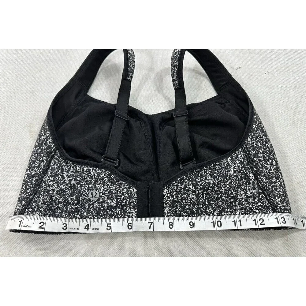 Lululemon Ta Ta Tamer III Rio Mist Black Womens 34DD? Sports Bra EUC Read
